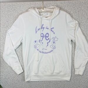 White Hoodie with Lavender Front Back Bride Graphic Sz.M Sweatshirt Top